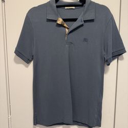 Burberry Brit Men’s Small Solid Blue/Gray Polo Logo Shirt