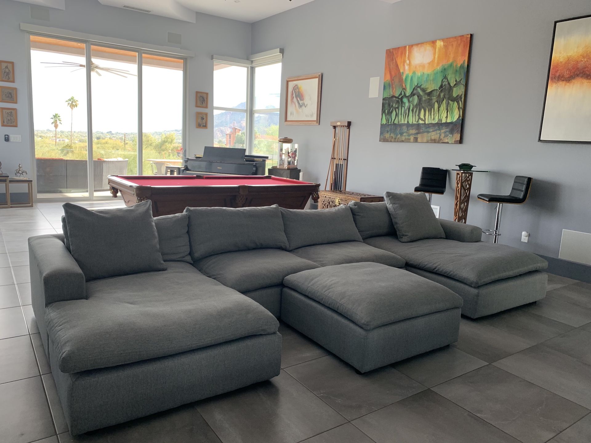 Large U-shaped Custom Sectional with Ottoman