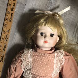 Vintage 21” bisque doll with cloth body