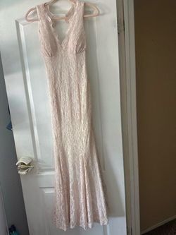 Blush Pink Lace Mermaid Formal Gown