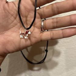 Blown Glass Dog Charm Pendant Necklace 