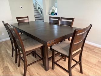 Counter Height Dining Table Set w/ Leaf + 6 Chairs