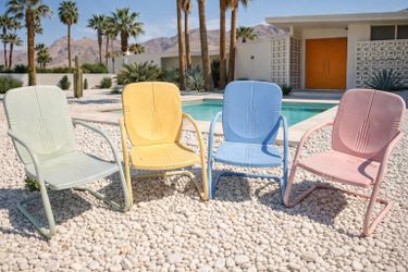 4x Genuine Mid Century Modern MCM Vintage Painted Pastel Metal Motel Patio Chairs