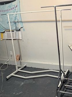 White Clothes hanger and study desk priced separately