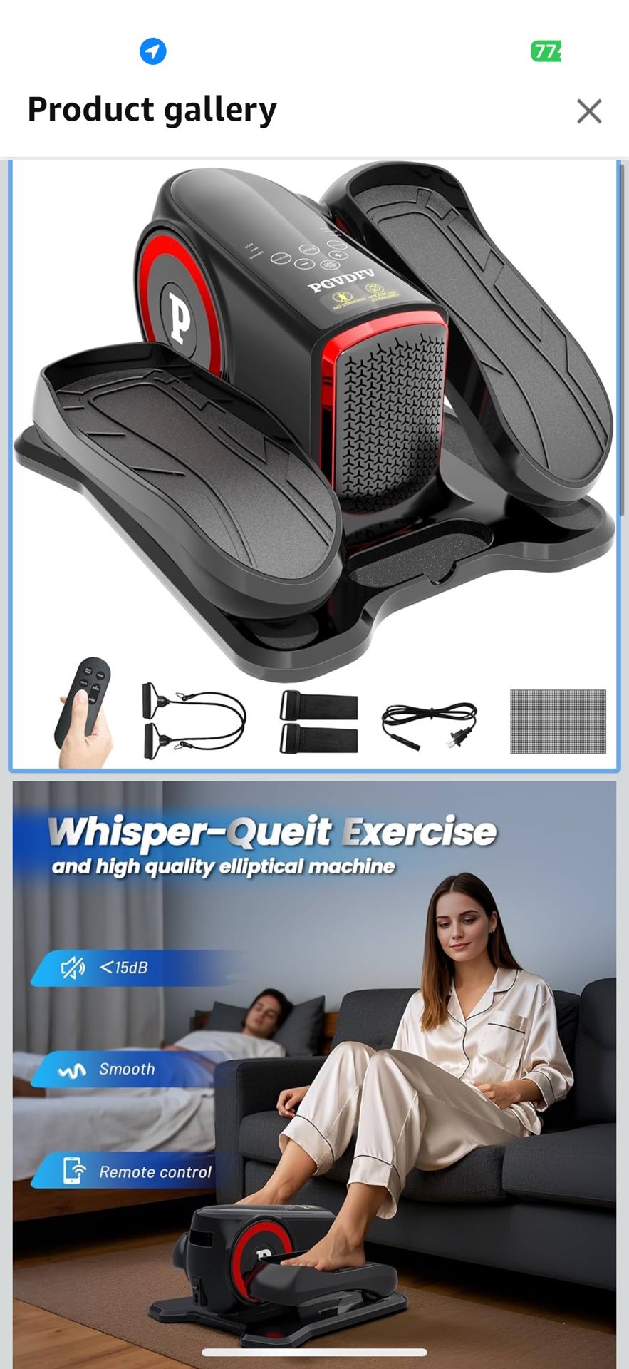 Under Desk Elliptical Machine, Elliptical Leg Exerciser with Bluetooth Speaker, 12 Adjustable Speeds, Auto & Manual Modes, Remote Control & LCD Touchs