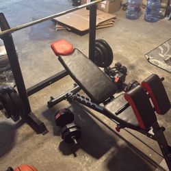 bench set + dumbells