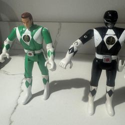 Bandai Vintage Power Rangers Green and black Ranger 5.5 Inch Flip Head Action Figure 1993