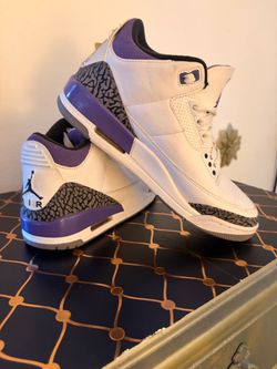 Air Jordan 3 White Dark Iris Sneakers