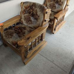 Vintage Wood Couch And Chairs 