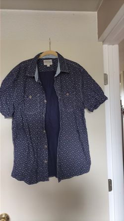Men's Navy Floral Short Sleeve Button-Up Shirt