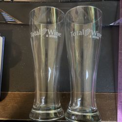 TOTAL WINE & MORE!  (2) BRAND NEW (IN THE BOX)  16 OZ BEER GLASSES! 