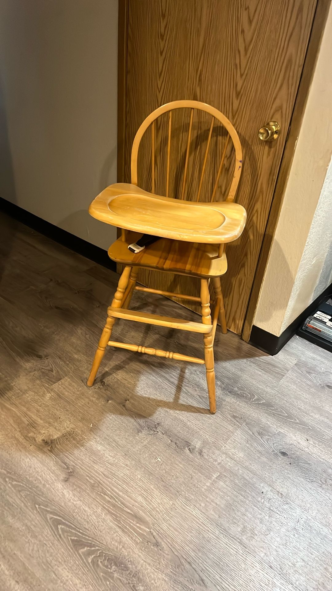 Wood high chair.