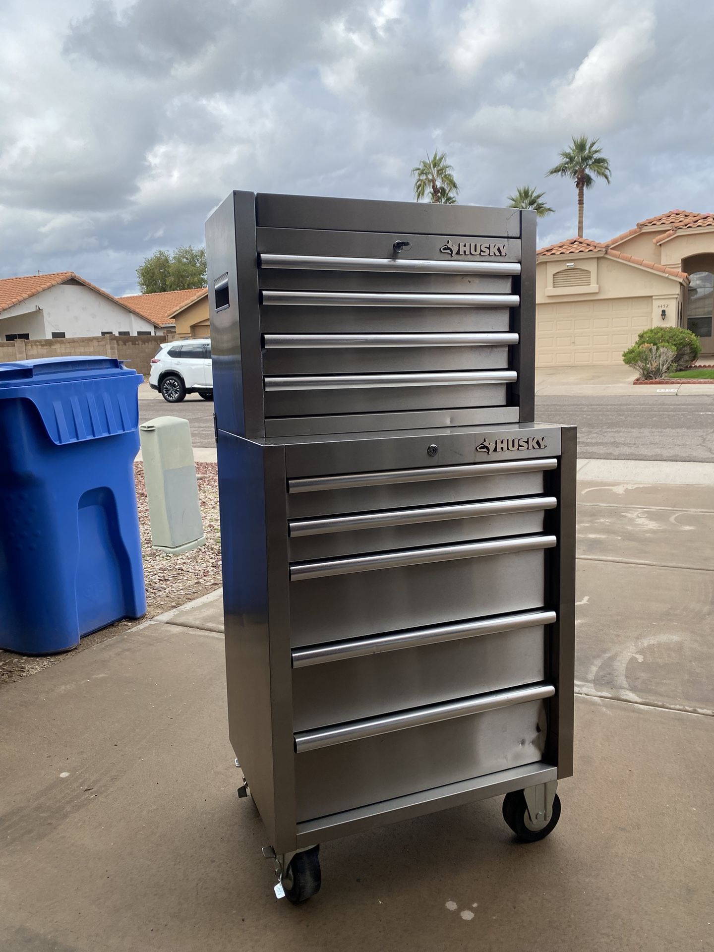 Husky Stainless Steel Tool Box 54”H 26”W 18”D For Sale