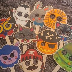 Wood Masks/Puppet Show Props