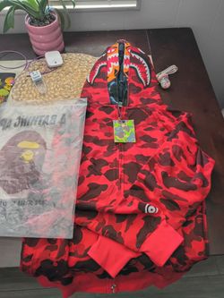 BAPE Shark Full-Zip Hoodie Red Camo
