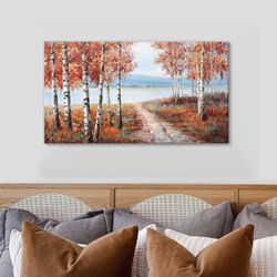 20x40 Scenery Canvas Wall Art - Orange Painting for Living Room ( 24)