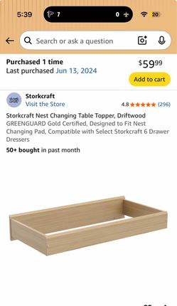 Storkcraft Nest Changing Table Topper, Driftwood
