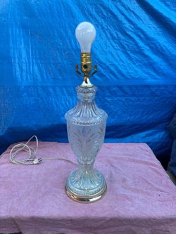 Cut Crystal Table Lamp with Brass Base