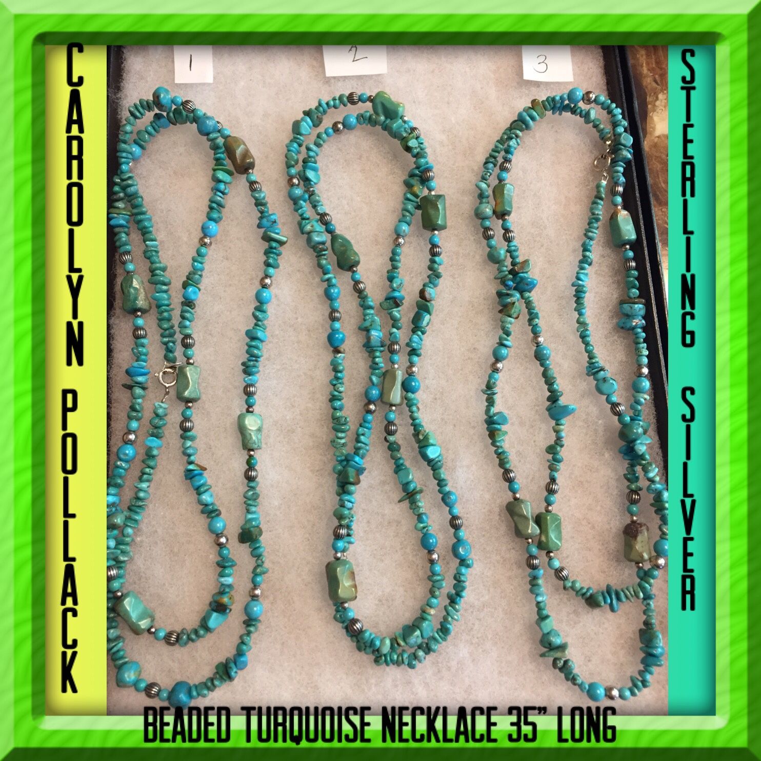 Carolyn Pollack 925 Sterling Silver Beaded Turquoise Necklace CHOICE