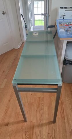 Glass Top Desk with Metal Frame