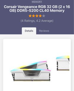 Corsair Vengeance RGB 32 GB (2 x 16 GB) DDR5-5200 CL40 Memory