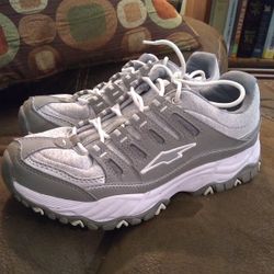Like New Silver Gray And White Sneakers