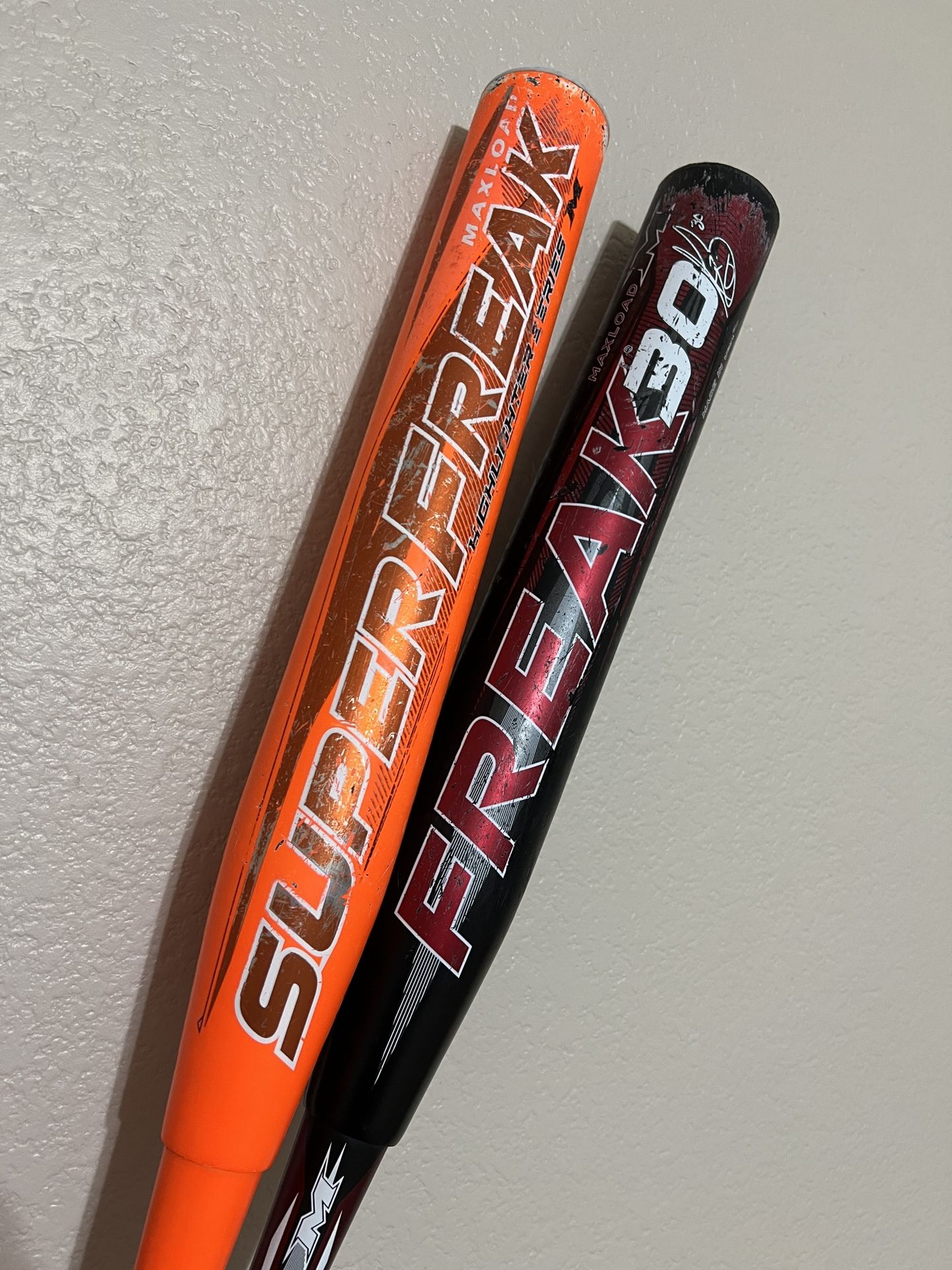 27oz Miken SuperFreak And Original F30 Slowpitch Softball Bats