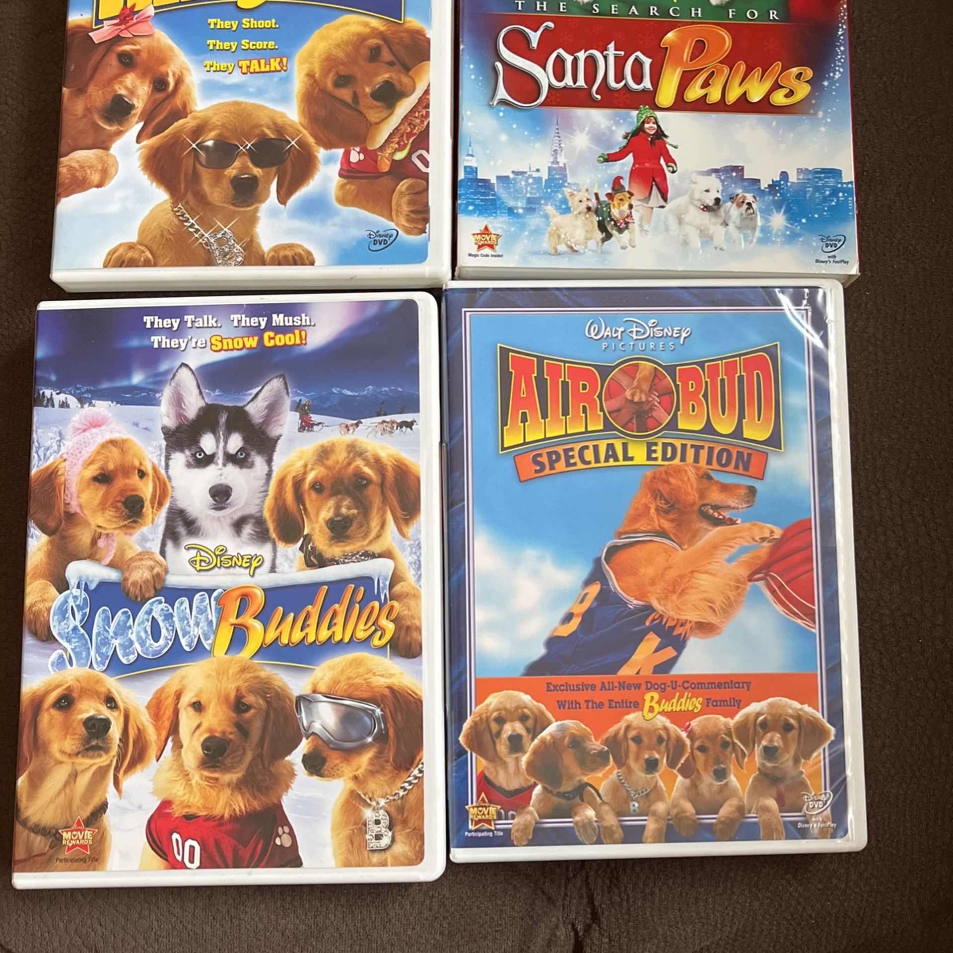 Disney Space Buddies (w/ Plush Buds) , Snow Buddies Air Buddies & Santa Paws DVDS