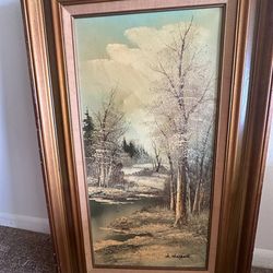 Vintage Winter Landscape Oil Painting by A. Chappell (1984)