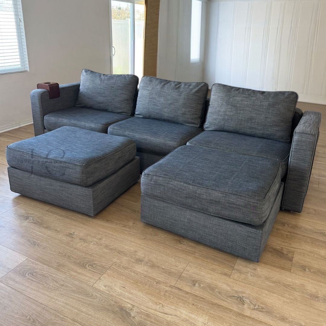 Lovesac Grey Slub Tweed 5 Seat 5 Side Sactional - π WE DELIVER & FINANCE πΈ