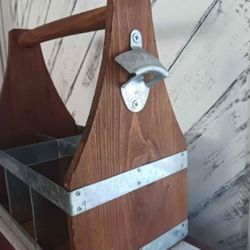 👉NEW👈 Wood Metal 6pk Carry Caddy  ●See Details & Pics