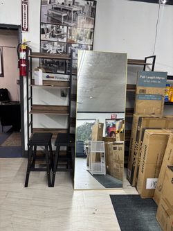 Alloy Frame Full Body Mirror w/Stand