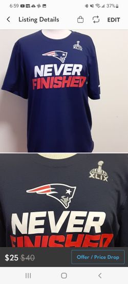 New England Patriots Nike T-Shirt Men's Size M Blue Dri Fit Super Bowl 49 XLIX