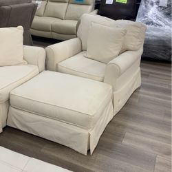 Whitlocke Fabric Slipcover Chair And Ottoman 