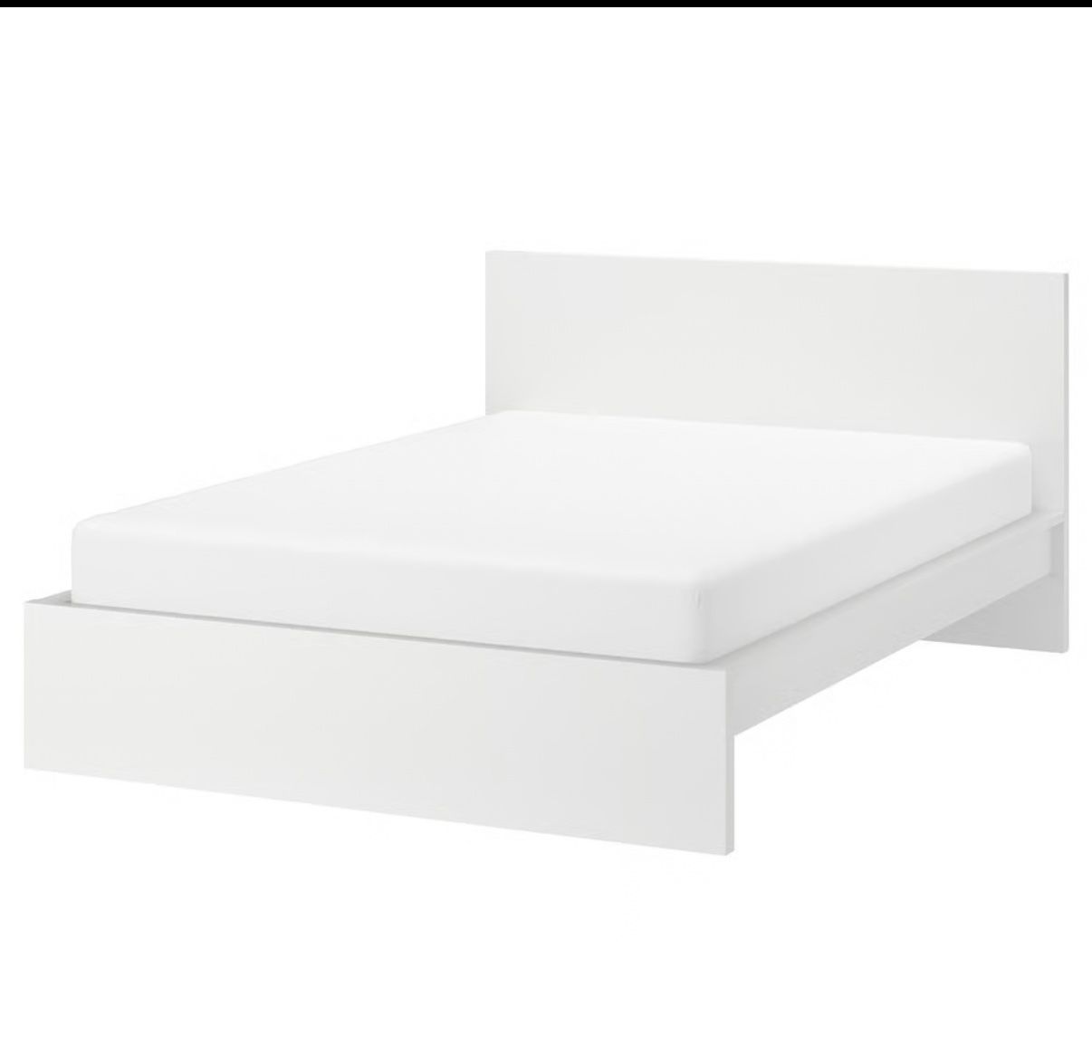 IKEA Full Malm White Bed Frame With Mattress And Mattress Topper