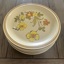 Hearthside Garden Festival Sunshine Flowers Dinner Plates 10.5" Set of 9 Vintage