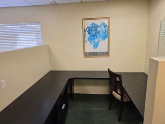 Black wood U shaped Desk used