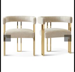 Set of 2 Modern Accent Chairs Gold Frame