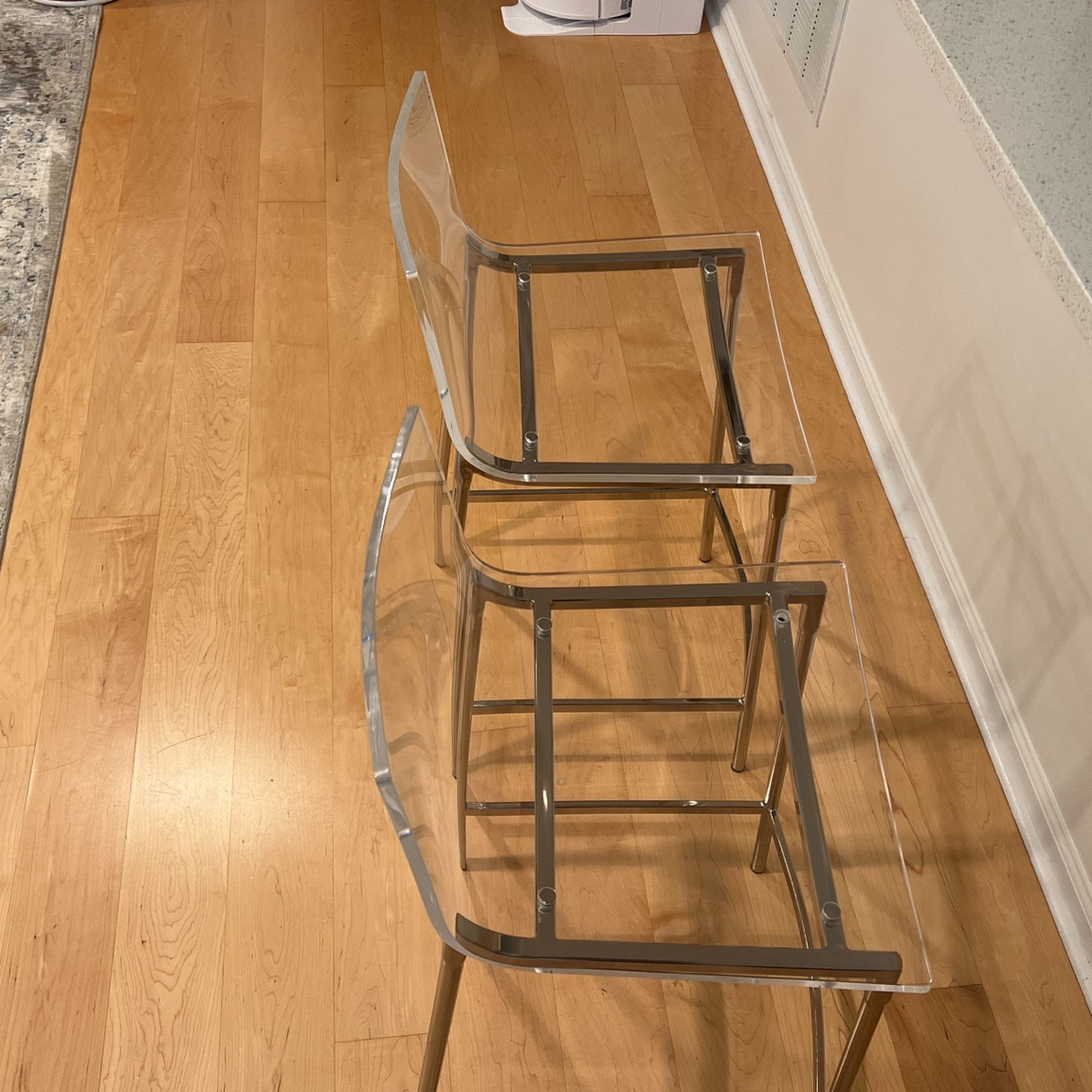 Two Clear Bar/Counter Chairs