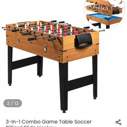 3 In 1 Combo Game Soccer & Slide Hockey & Pool Table
