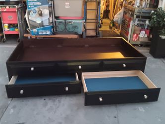 Black Wood Platform Bed Frame with Storage Drawers