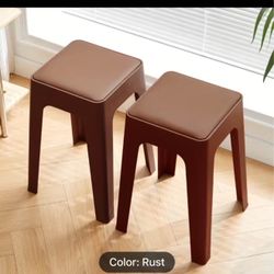 2pcs Modern Stackable Stools with Cushioned Foam Seats & Open Back - Dining Chairs, Conference Stool