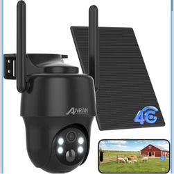 ANRAN 4G LTE Cellular Solar Security Camera Wireless Outdoor,No WiFi 3MP Solar Powered 2K Camera,Color Night Vision,360° Live View,PIR Motion Sensor,2