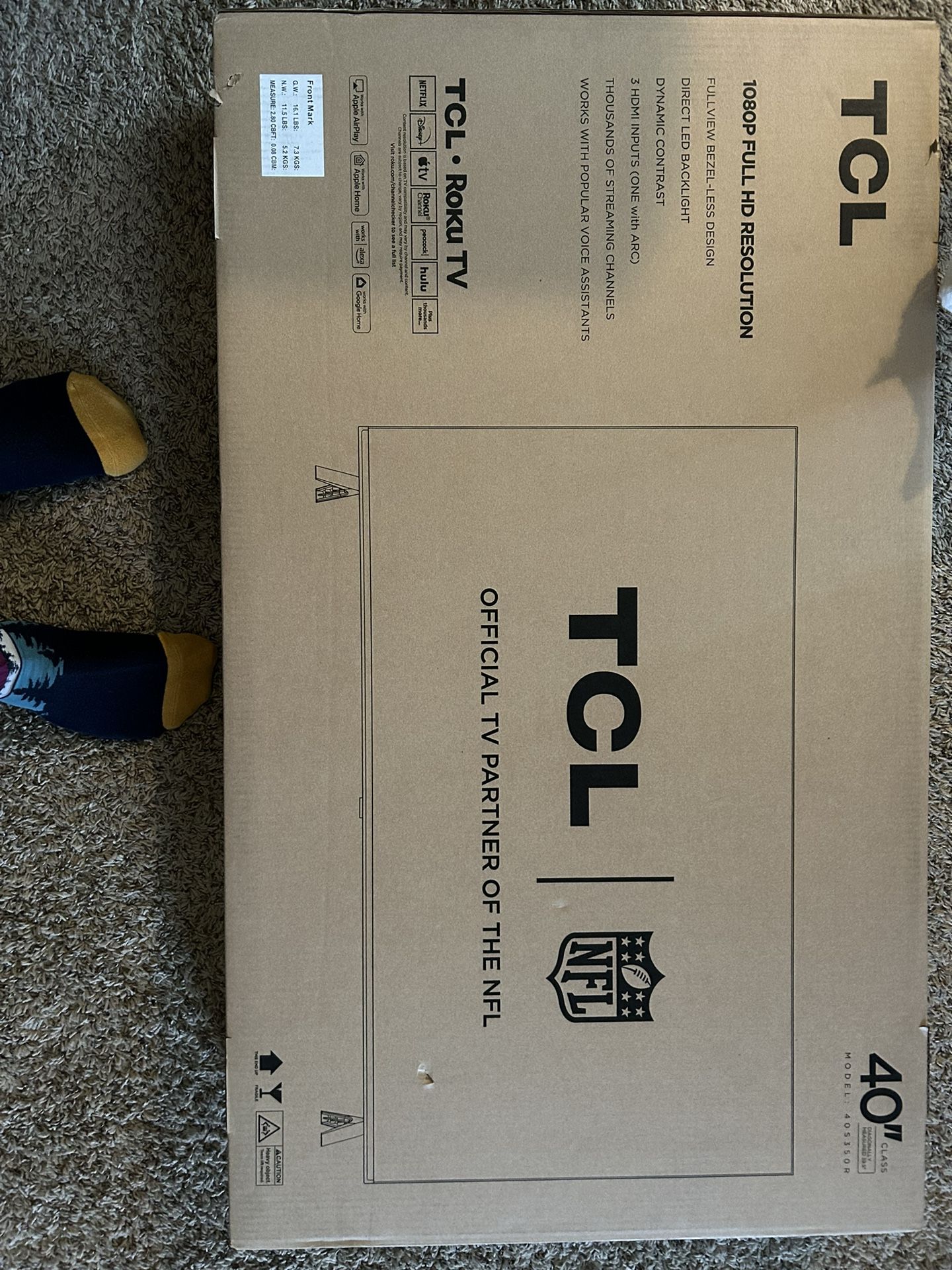 40” TCL 1080p Full HD Resolution Roku Smart TV Unopened