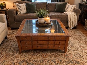 Wood and glass coffee table project piece