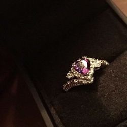 925 silver amethyst Crystal Heart ring