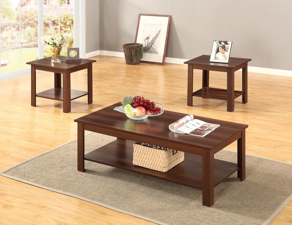 Dark Oak Coffee Table Set
