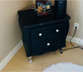 Black 2 Drawer Nightstand