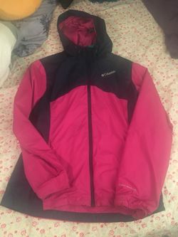 Pink and navy blue Columbia zip up windbreaker