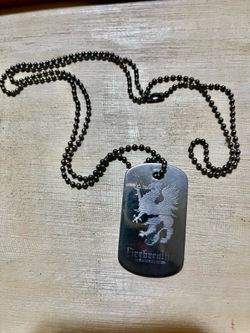 Stainless Steel Griffin Valor Coat of Arms Shield Engraved Dog Tag Pendant Necklace